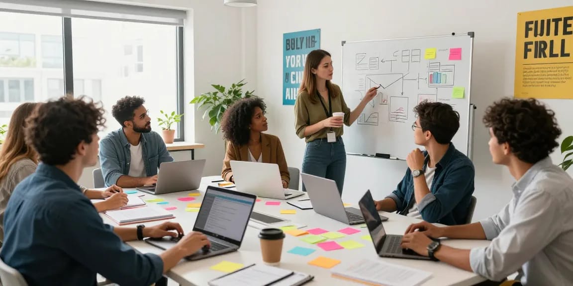 Dynamic startup team collaboration at https://www.startsomethingpc.com in modern co-working space