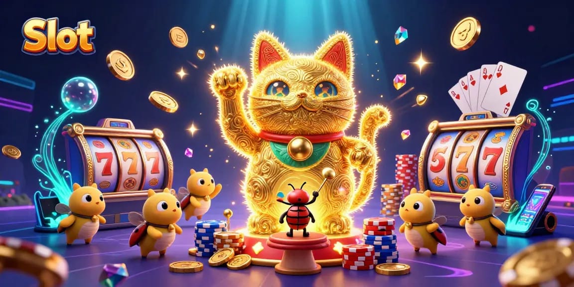 Engage with the vibrant Slot scene filled with dynamic symbols, lucky charms, and casino excitement.