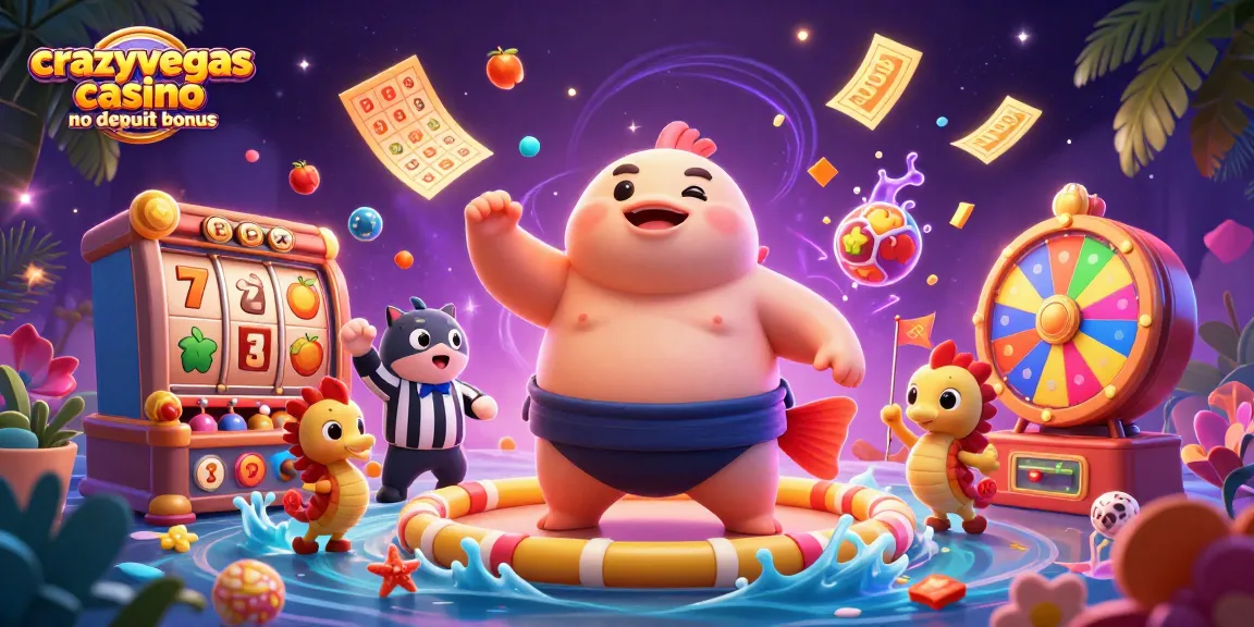 Join the excitement at crazyvegas casino no deposit bonus with a vibrant underwater slot gaming scene featuring a puffed-up fugu and catfish referee.