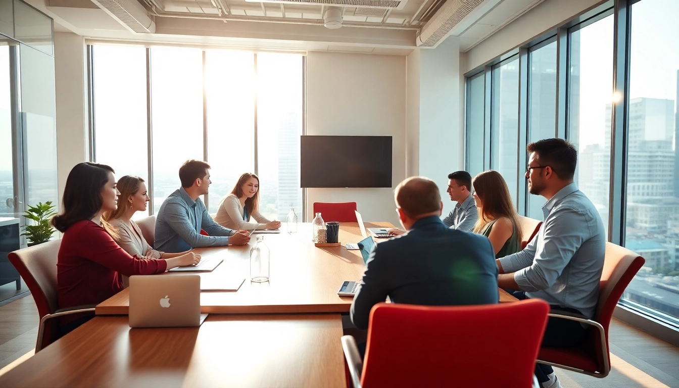 Besprechung bei https://alvionz.de/ in modernem Büro mit vielfältigen Teilnehmern