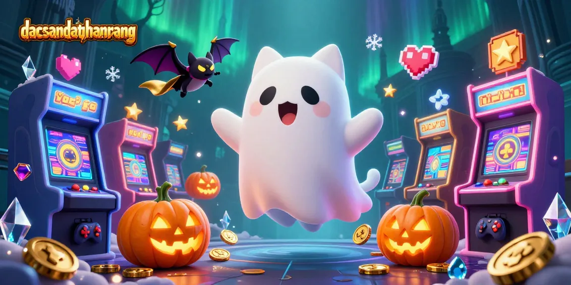 Join the fun at dacsandatphanrang with a ghost cat and bat exploring a vibrant casino scene.