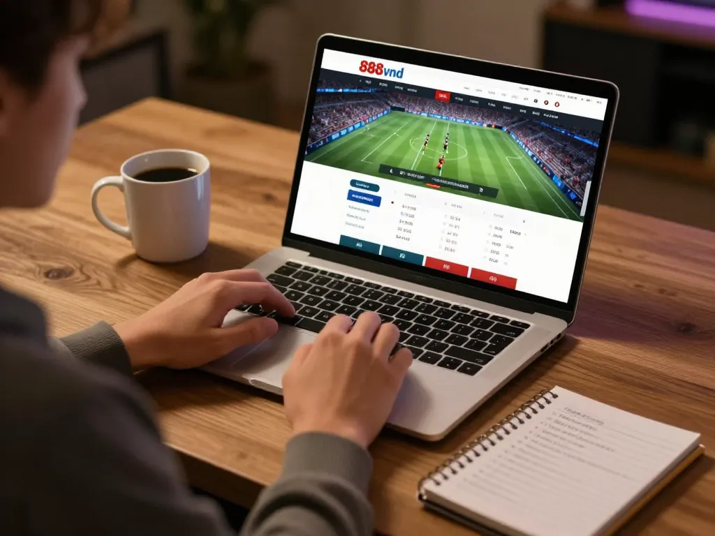 Experience live sports betting on 888vnd with a modern gaming setup demonstrating strategic gameplay.