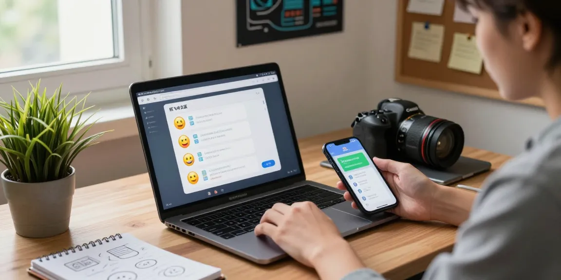 User engaging with 纸飞机中文版 messaging app in a tech workspace, showcasing collaboration tools and modern gadgets.