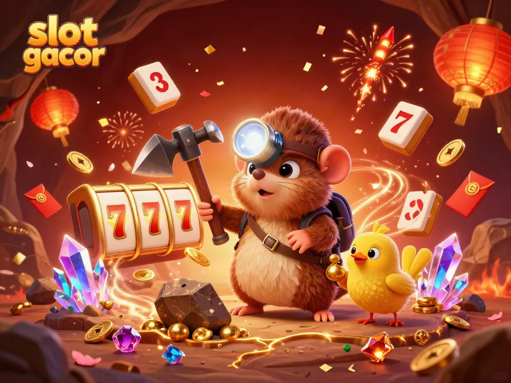 Experience the excitement of slot gacor with a vibrant 3D illustration showcasing dynamic game elements.