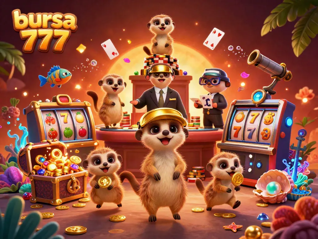 Slot menarik di bursa 777 menampilkan koloni meerkat yang unik dalam suasana kasino yang mengesankan.