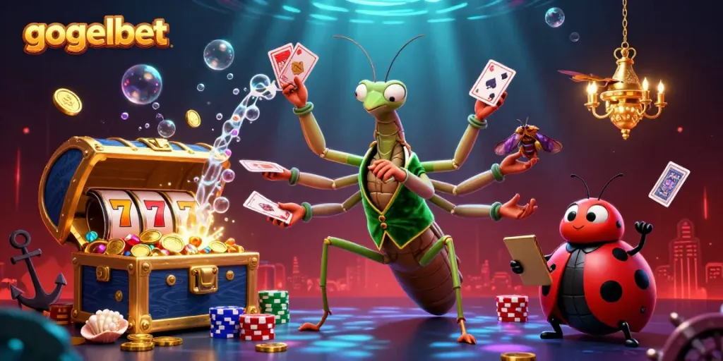 Gogelbet menghadirkan pengalaman bermain dengan karakter menarik dan simbol mesin slot yang berkilauan.