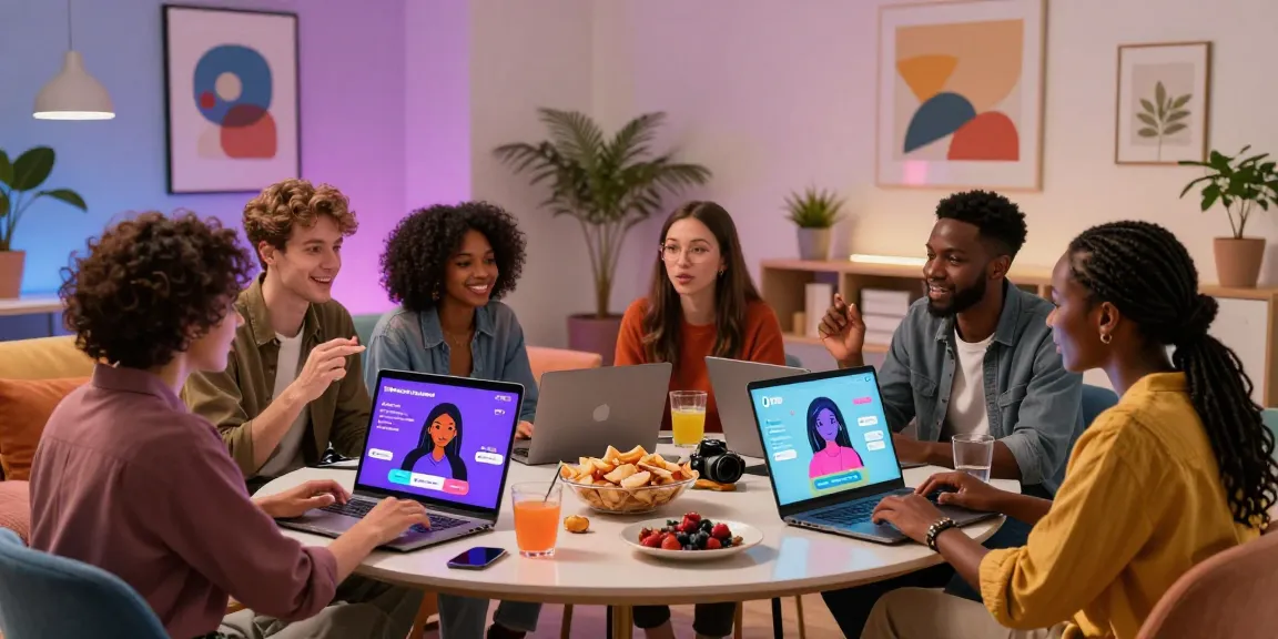Engaging in nsfw ai chat with custom characters in a modern lounge.