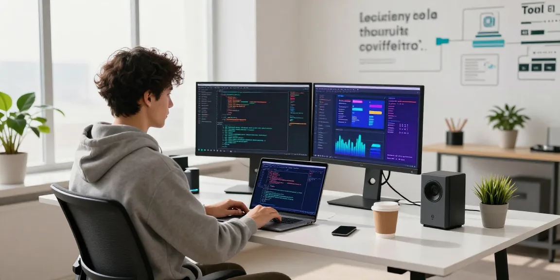 Young professional coding at a modern tech workspace featuring the 纸飞机中文版 app on-screen.