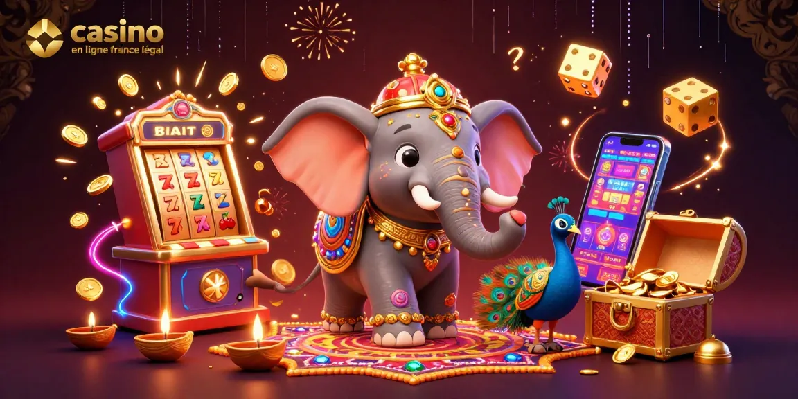 Jouez au casino en ligne légaux en France avec cette illustration captivante et festive.