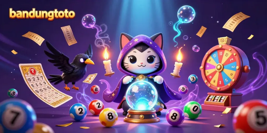 Engage with bandungtoto featuring dynamic lottery elements and characters in a vibrant casino scene.