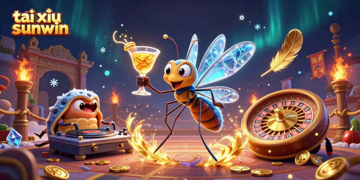 Play tài xỉu sunwin with thrilling visuals featuring a casino mosquito mascot and dynamic game elements.