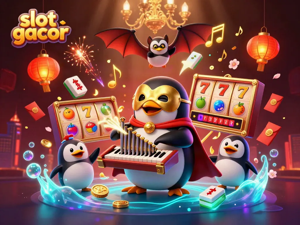 Experience the excitement of slot gacor games in this dynamic 3D illustration featuring energetic characters and gaming elements.
