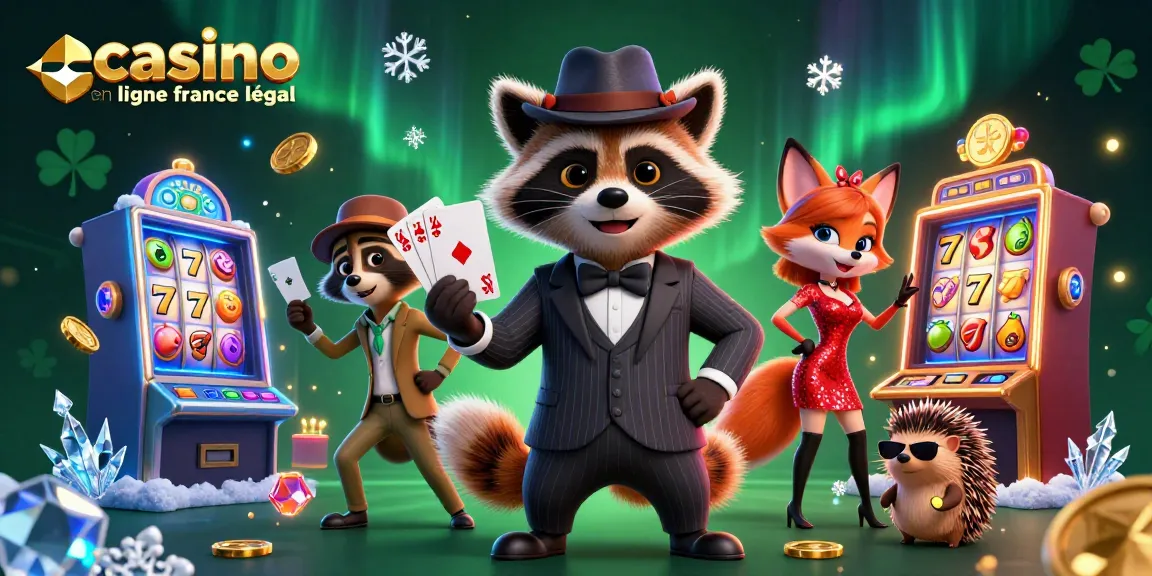 Le casino en ligne France légal : illustration captivante de jeu avec des personnages animés et des machines à sous scintillantes.