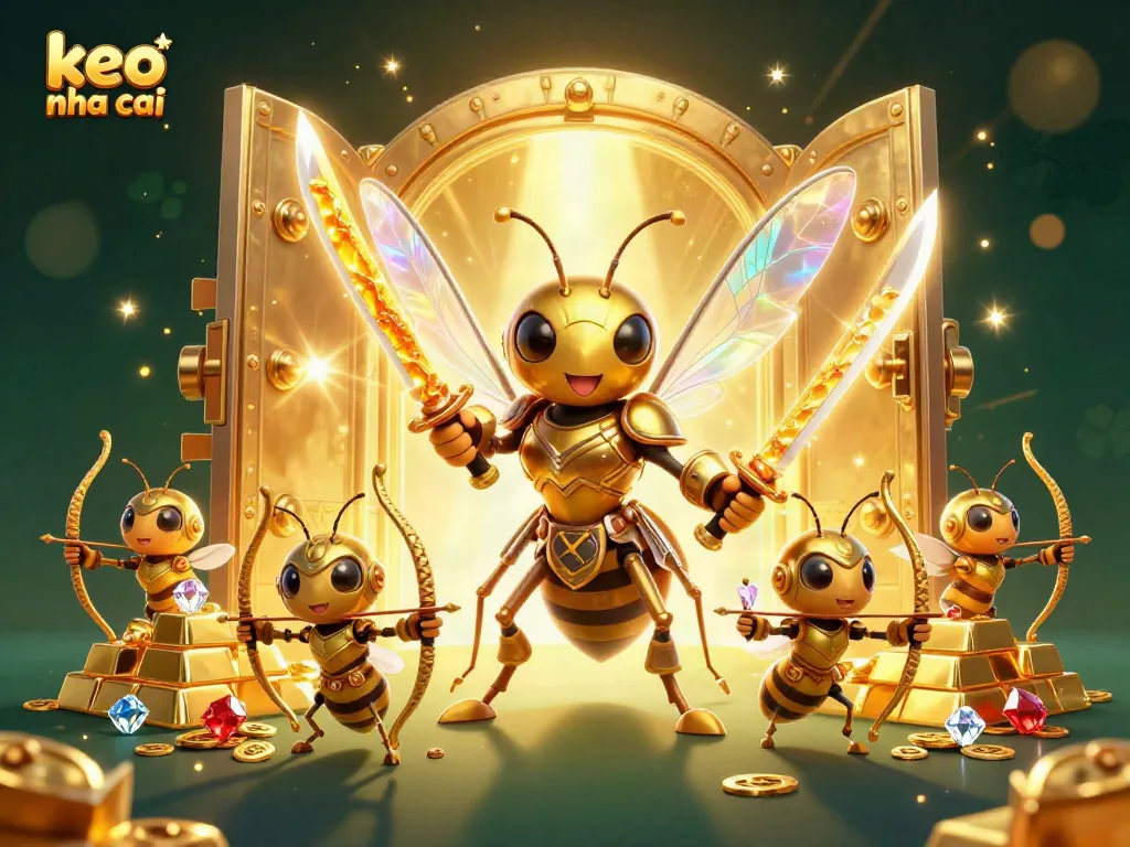 Engage with keo nha cai for sports betting excitement in a gold-themed illustrated scene