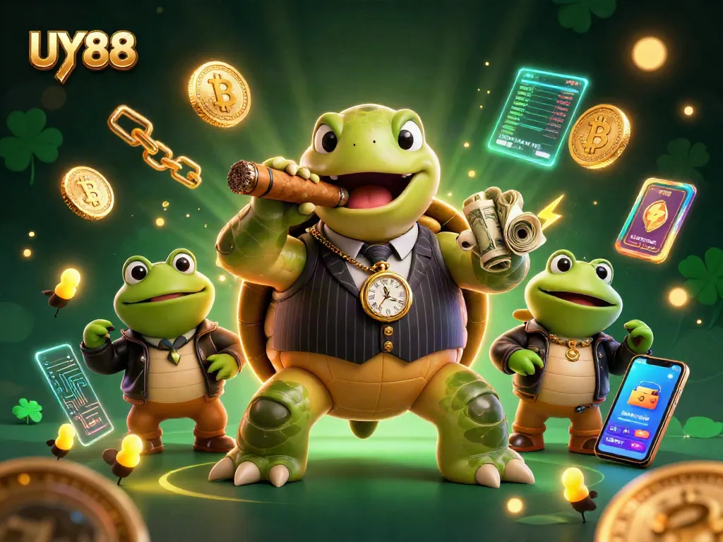 Experience thrilling wins at UY88 with the lively gambling-themed 3D illustration.