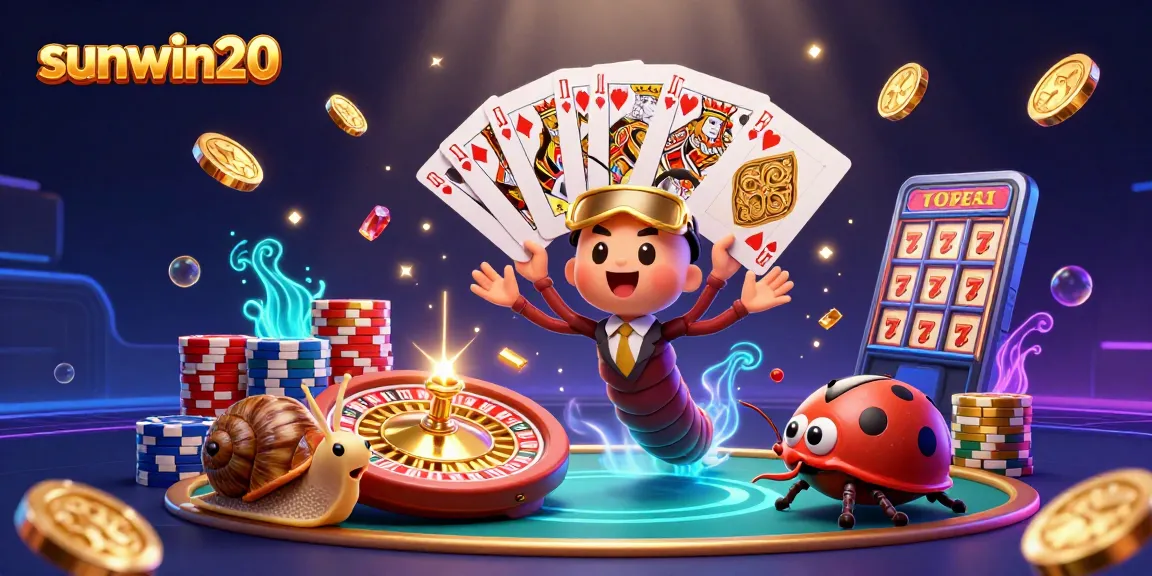 Win big with sunwin20 at this lively casino scene featuring exciting gaming elements.