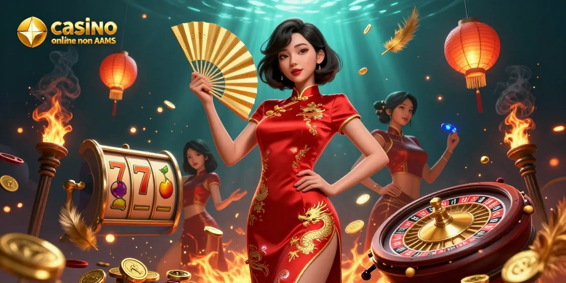 Scopri l'emozione al casino online non AAMS con una vivace scena di gioco che presenta rulli delle slot e gettoni da casinò.