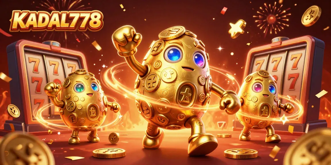 KADAL778 captivates players with an engaging scene featuring a golden golem and slot machine action.
