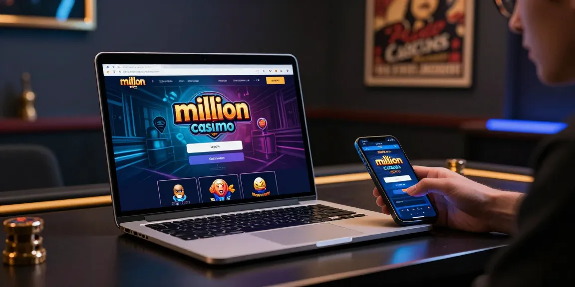 Engaging with the million casino login page on a modern laptop and smartphone.