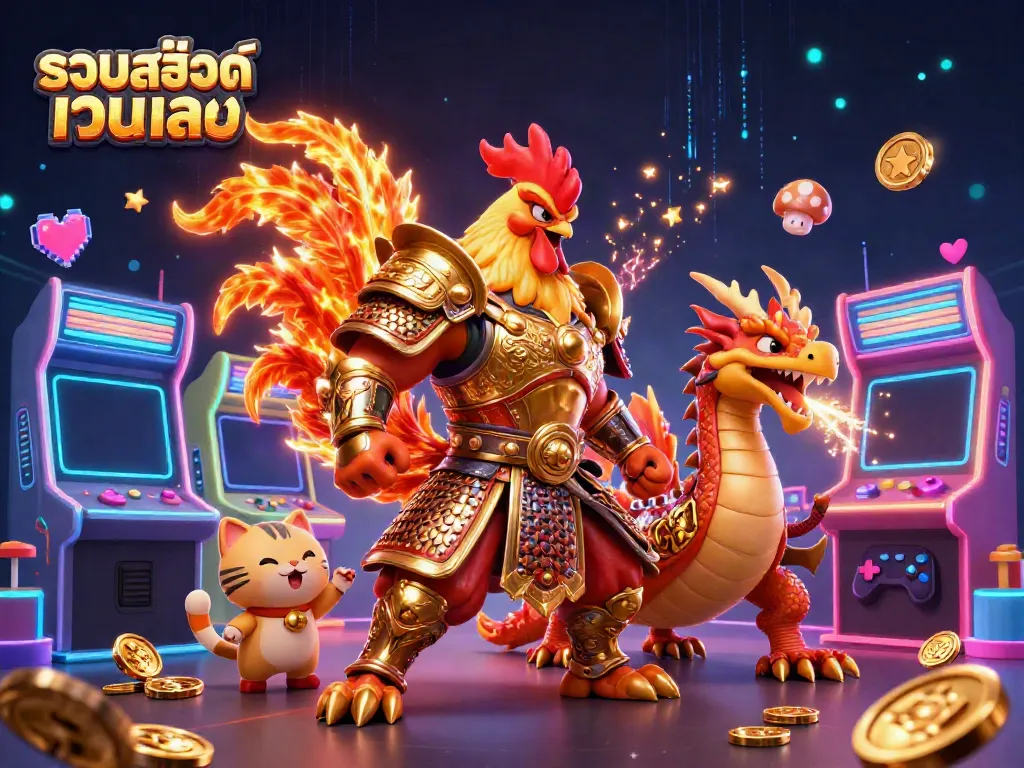 Engage in thrilling gaming experiences with รวมสล็อตเว็บตรง featuring dynamic characters and interactive elements in a colorful casino setting.