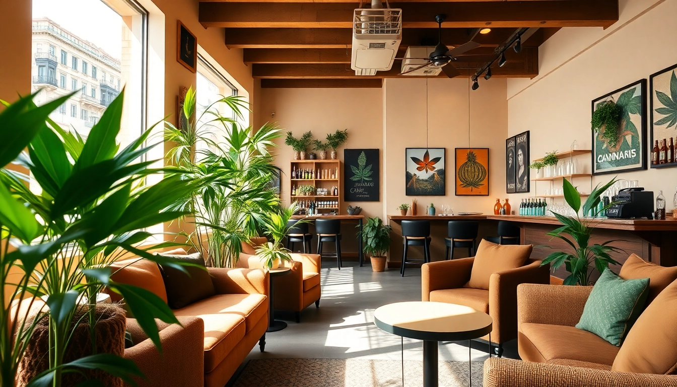 Enjoy the vibrant atmosphere at Clubs Cannabis Lloret De Mar, showcasing relaxed seating and stylish decor.
