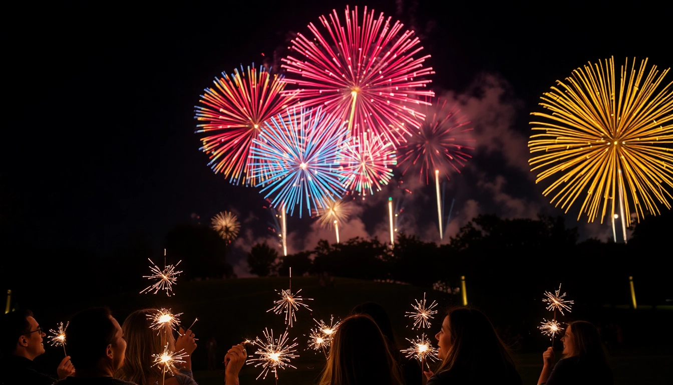 Experience the excitement of fireworks for sale lighting up the night sky.