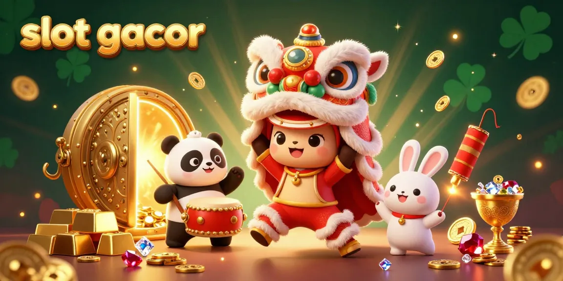 Play slot gacor now with an exciting 3D illustration featuring vibrant characters and rich casino elements.