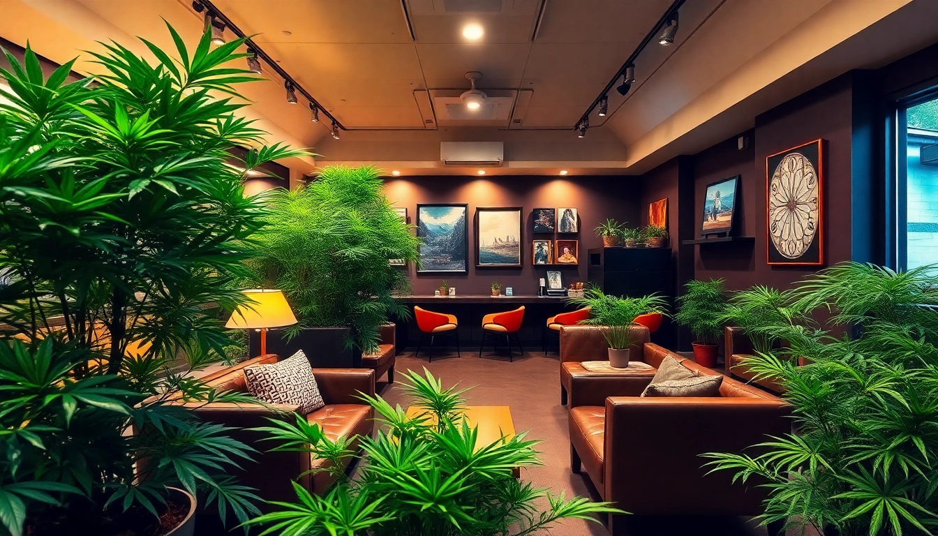 Discover the ambiance of the Best Cannabis Club Madrid with lush plants and cozy seating.