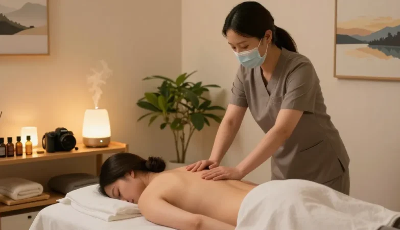 Relaxing wellness atmosphere for 종로출장마사지 with soothing therapist and serene setting.